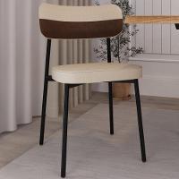 Kit 08 Cadeiras Estofada Para Sala De Jantar Astrid Preto C01 Linho Areia Courino Whisky - Lyam Decor - 7