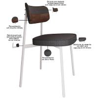 Cadeira Estofada Para Sala De Jantar Astrid Branco C01 Linho Preto Courino Whisky - Lyam Decor