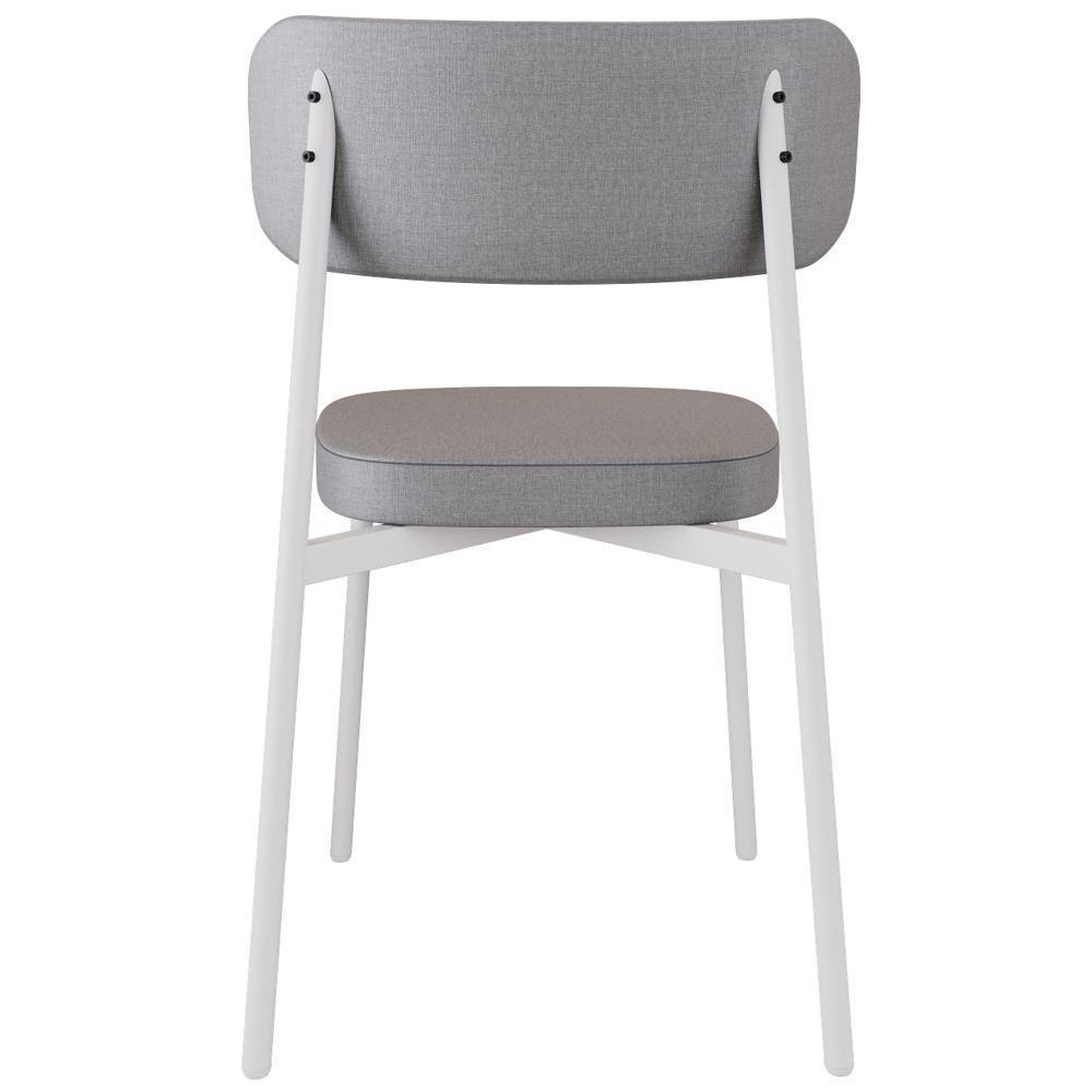 Kit 02 Cadeiras Estofada Para Sala De Jantar Astrid Branco C01 Linho Cinza Courino Whisky - Lyam Decor - 4