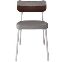 Kit 02 Cadeiras Estofada Para Sala De Jantar Astrid Branco C01 Linho Cinza Courino Whisky - Lyam Decor - 2