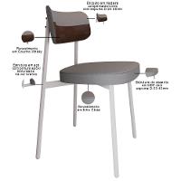 Kit 02 Cadeiras Estofada Para Sala De Jantar Astrid Branco C01 Linho Cinza Courino Whisky - Lyam Decor - 7