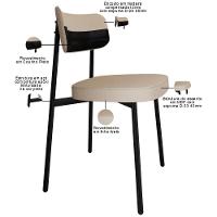 Kit 02 Cadeiras Estofada Para Sala De Jantar Astrid Preto C01 Linho Areia Courino Preto - Lyam Decor - 3