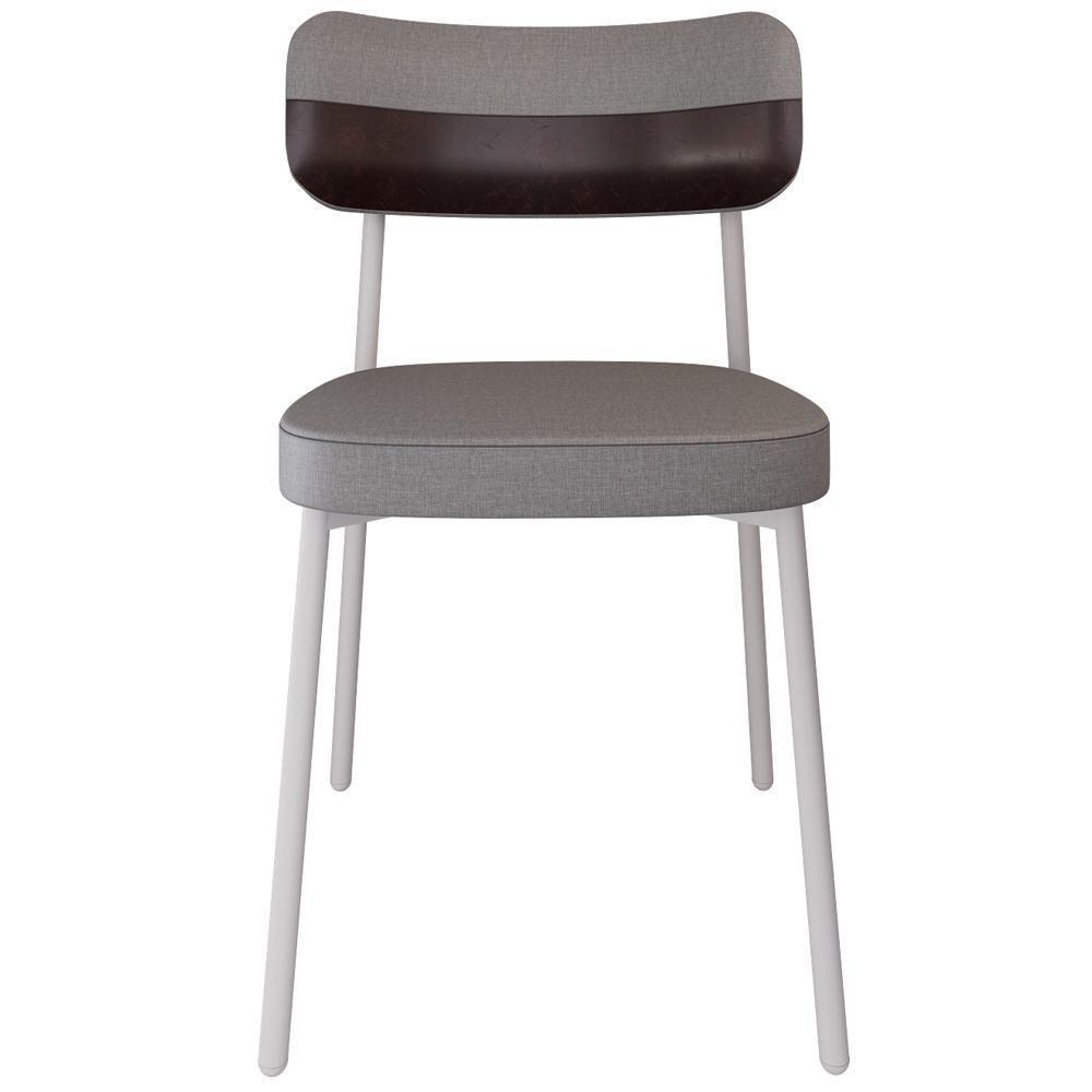 Kit 04 Cadeiras Estofada Para Sala De Jantar Astrid Branco C01 Linho Cinza Courino Café - Lyam Decor - 2