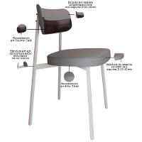 Kit 04 Cadeiras Estofada Para Sala De Jantar Astrid Branco C01 Linho Cinza Courino Café - Lyam Decor - 7