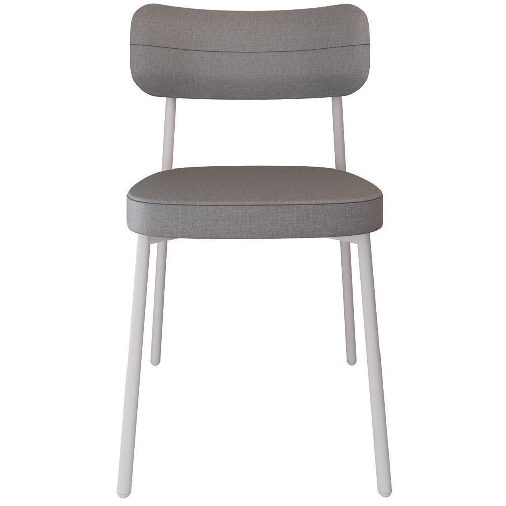 Kit 04 Cadeiras Estofada Para Sala De Jantar Astrid Branco C01 Linho Cinza - Lyam Decor - 2