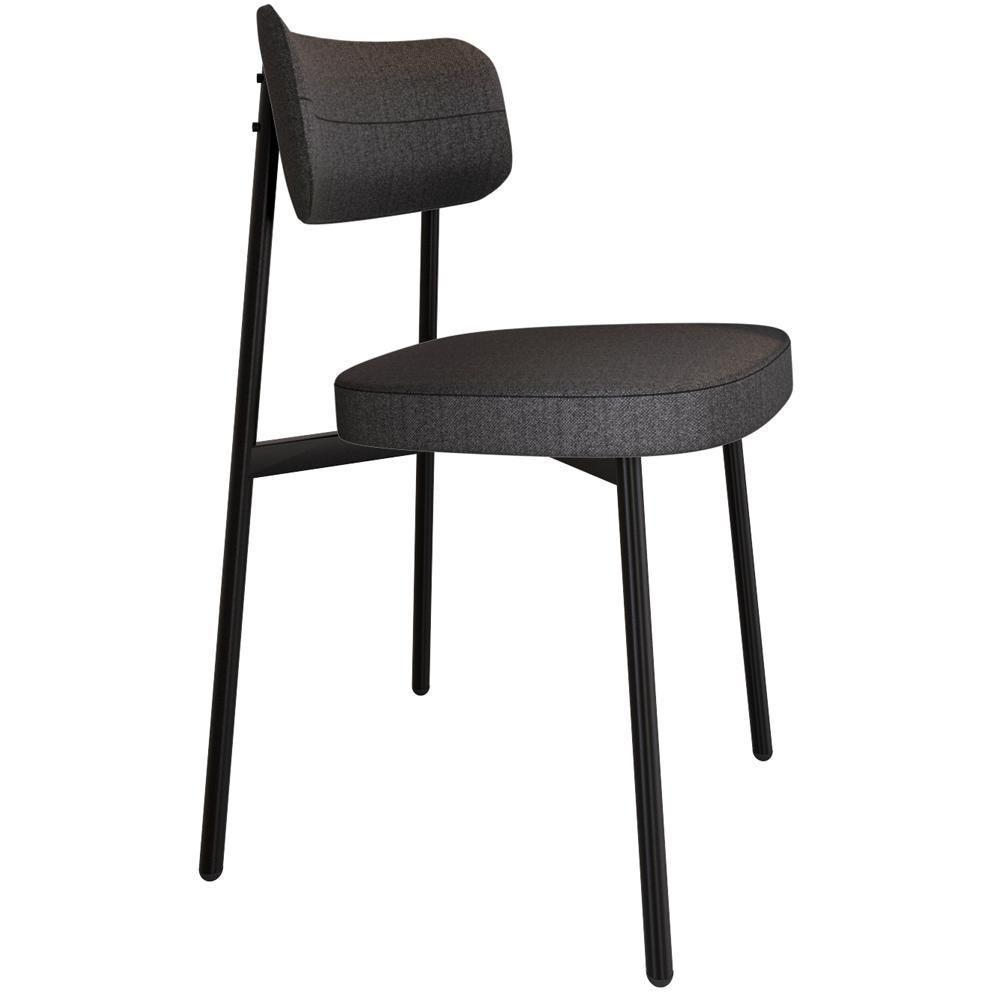 Kit 06 Cadeiras Estofada Para Sala De Jantar Astrid Preto C01 Linho Preto - Lyam Decor - 7