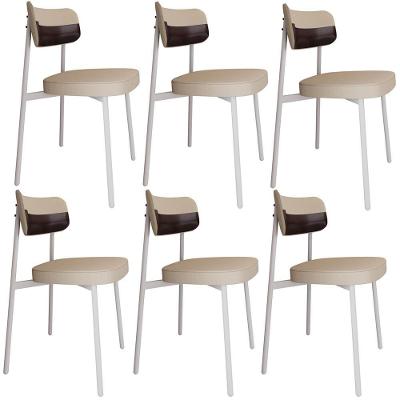 Kit 06 Cadeiras Estofada Para Sala De Jantar Astrid Branco C01 Linho Areia Courino Café - Lyam Decor