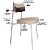 Kit 06 Cadeiras Estofada Para Sala De Jantar Astrid Branco C01 Linho Areia Courino Café - Lyam Decor - 7