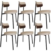 Kit 06 Cadeiras Estofada Para Sala De Jantar Astrid Preto C01 Linho Areia Courino Whisky - Lyam Decor - 1