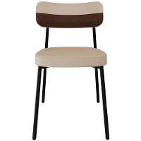 Kit 06 Cadeiras Estofada Para Sala De Jantar Astrid Preto C01 Linho Areia Courino Whisky - Lyam Decor - 2