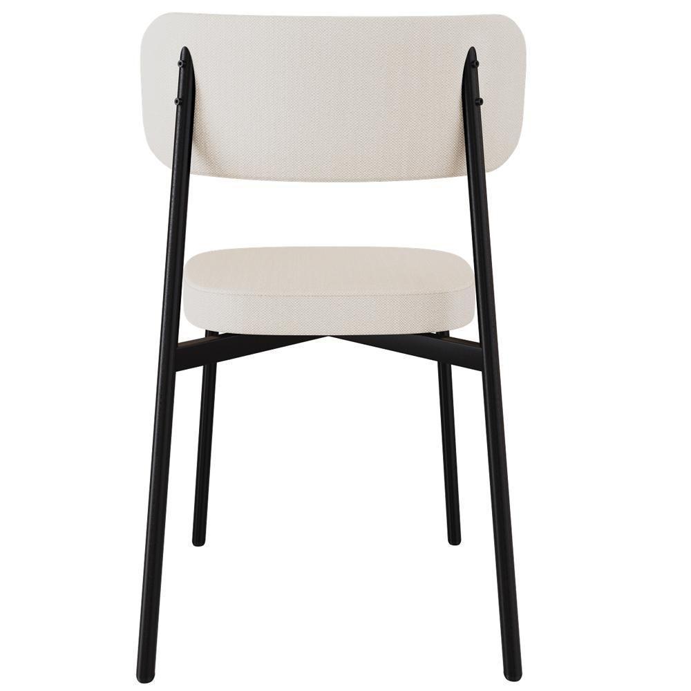 Kit 06 Cadeiras Estofada Para Sala De Jantar Astrid Preto C01 Linho Palha Courino Preto - Lyam Decor - 4