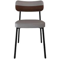 Kit 06 Cadeiras Estofada Para Sala De Jantar Astrid Preto C01 Linho Cinza Courino Whisky - Lyam Decor - 2