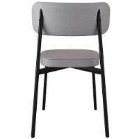 Kit 06 Cadeiras Estofada Para Sala De Jantar Astrid Preto C01 Linho Cinza Courino Whisky - Lyam Decor