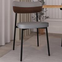 Kit 06 Cadeiras Estofada Para Sala De Jantar Astrid Preto C01 Linho Cinza Courino Whisky - Lyam Decor - 6