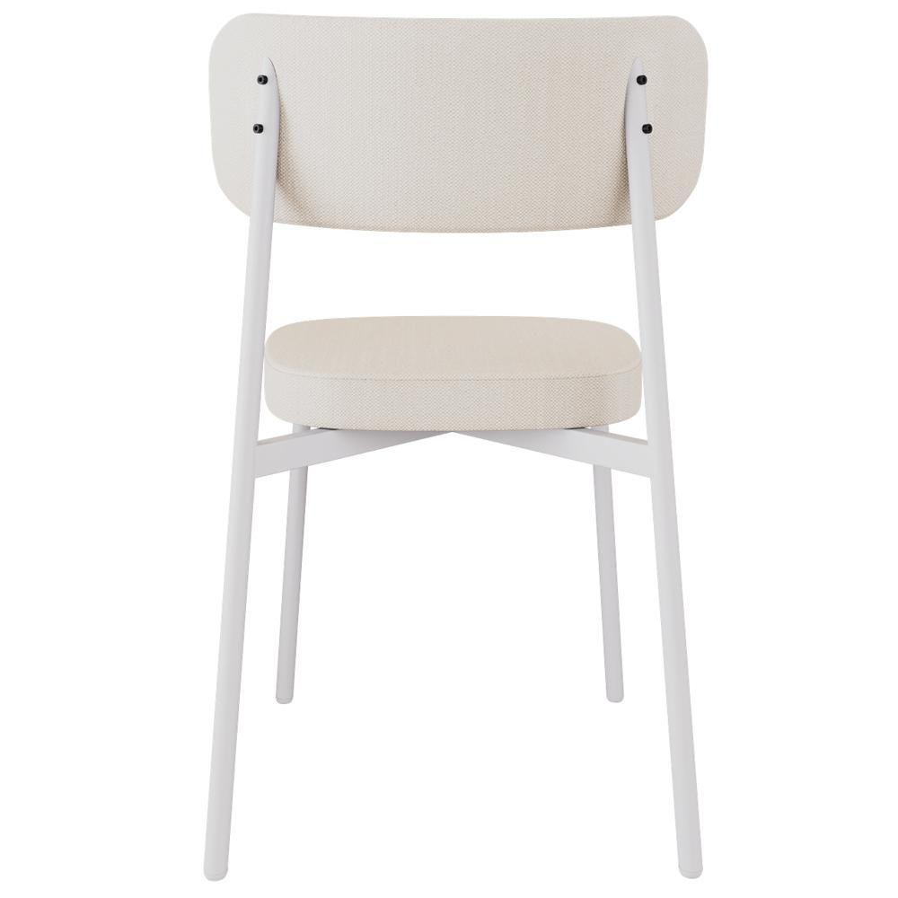 Kit 08 Cadeiras Estofada Para Sala De Jantar Astrid Branco C01 Linho Palha Courino Whisky - Lyam Decor - 4