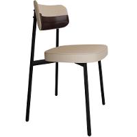 Kit 08 Cadeiras Estofada Para Sala De Jantar Astrid Preto C01 Linho Areia Courino Café - Lyam Decor - 5