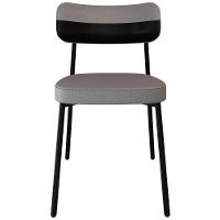 Kit 08 Cadeiras Estofada Para Sala De Jantar Astrid Preto C01 Linho Cinza Courino Preto - Lyam Decor - 2