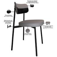 Kit 08 Cadeiras Estofada Para Sala De Jantar Astrid Preto C01 Linho Cinza Courino Preto - Lyam Decor - 7