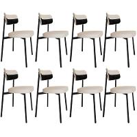 Kit 08 Cadeiras Estofada Para Sala De Jantar Astrid Preto C01 Linho Palha Courino Preto - Lyam Decor - 1