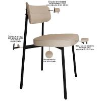 Kit 02 Cadeiras Estofada Para Sala De Jantar Astrid Preto C01 Linho Areia - Lyam Decor - 7