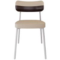 Kit 02 Cadeiras Estofada Para Sala De Jantar Astrid Branco C01 Linho Areia Courino Café - Lyam Decor - 2