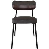 Kit 02 Cadeiras Estofada Para Sala De Jantar Astrid Preto C01 Linho Preto Courino Café - Lyam Decor - 2