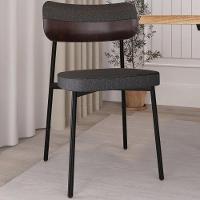 Kit 02 Cadeiras Estofada Para Sala De Jantar Astrid Preto C01 Linho Preto Courino Café - Lyam Decor - 6