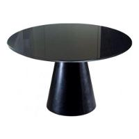 Mesa de Jantar Cone 100cm Laqueada e Vidro 4mm Preto - 1