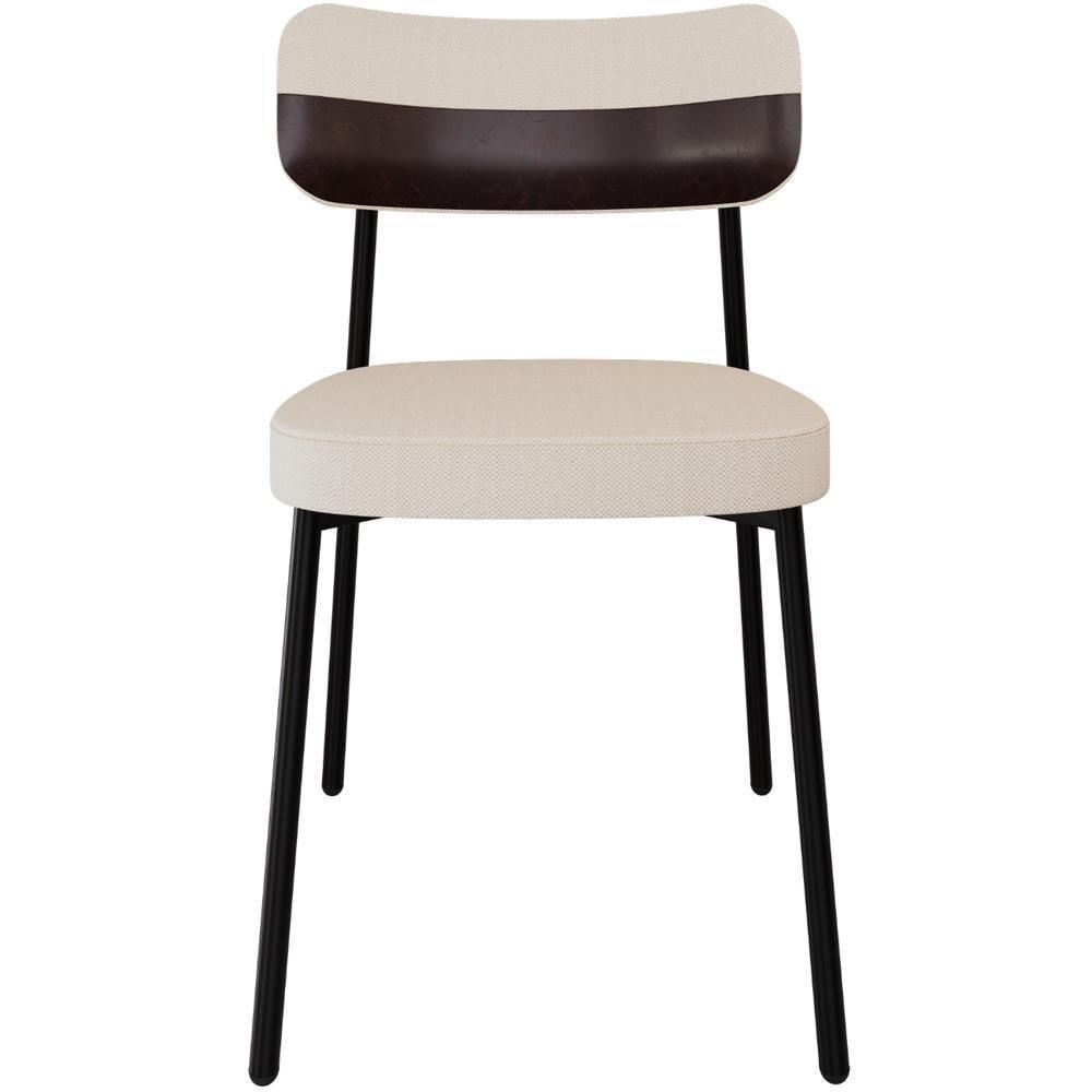 Kit 04 Cadeiras Estofada Para Sala De Jantar Astrid Preto C01 Linho Palha Courino Café - Lyam Decor - 2