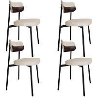 Kit 04 Cadeiras Estofada Para Sala De Jantar Astrid Preto C01 Linho Palha Courino Café - Lyam Decor - 1