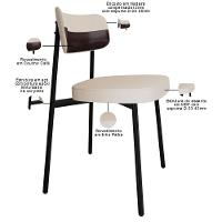 Kit 04 Cadeiras Estofada Para Sala De Jantar Astrid Preto C01 Linho Palha Courino Café - Lyam Decor - 7