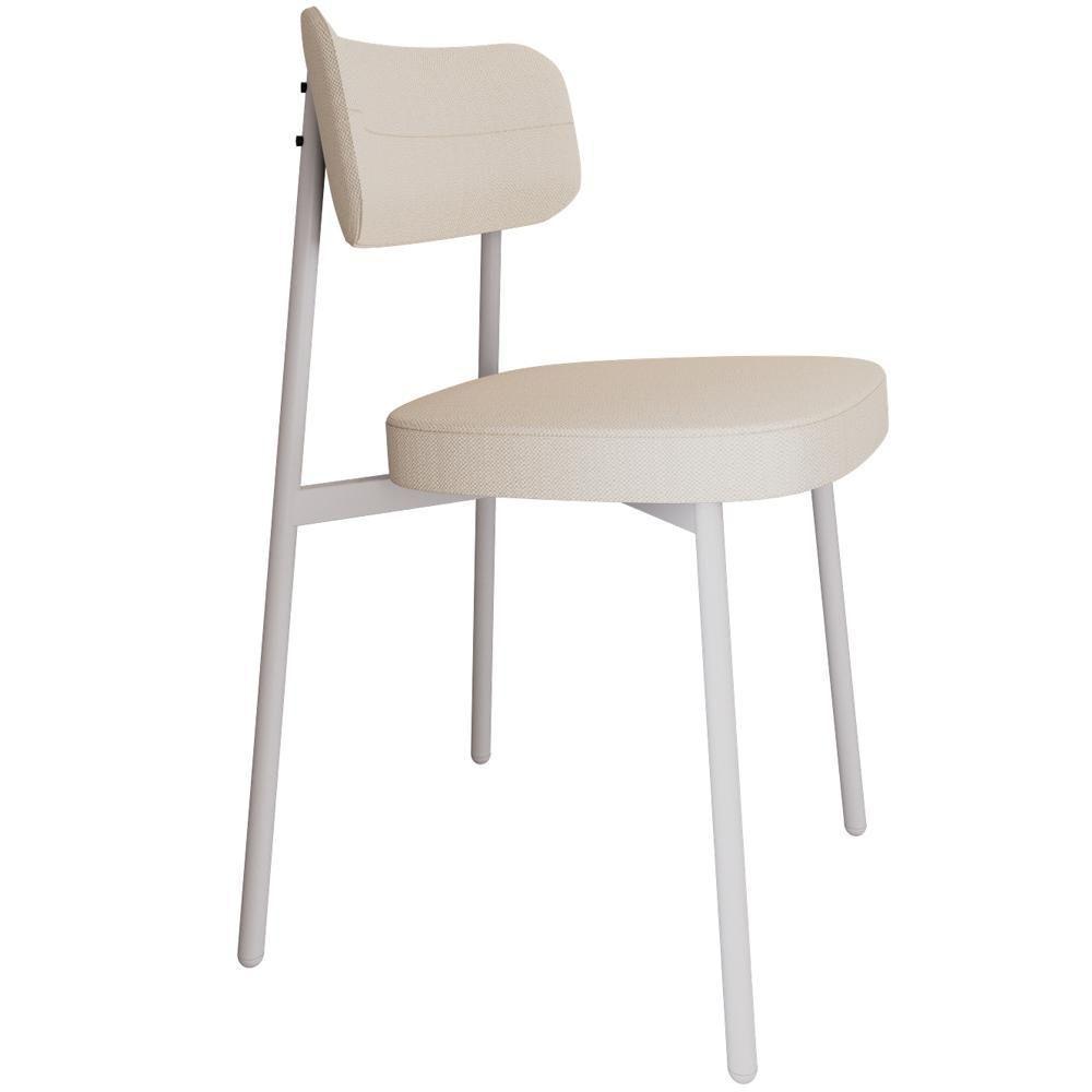 Kit 06 Cadeiras Estofada Para Sala De Jantar Astrid Branco C01 Linho Palha - Lyam Decor - 5