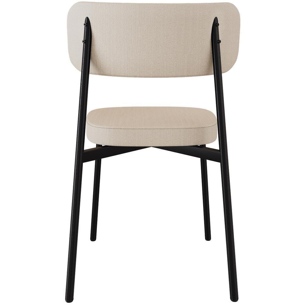 Kit 04 Cadeiras Estofada Para Sala De Jantar Astrid Preto C01 Linho Areia Courino Café - Lyam Decor - 4