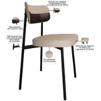 Kit 04 Cadeiras Estofada Para Sala De Jantar Astrid Preto C01 Linho Areia Courino Café - Lyam Decor - 7