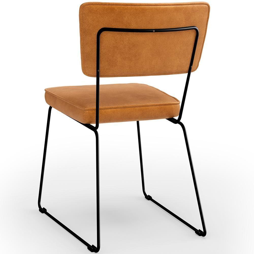 Kit 04 Cadeiras Decorativa Estofada Para Sala Base Em Aço Allana L02 Couríssimo Canela - Lyam Decor - 4