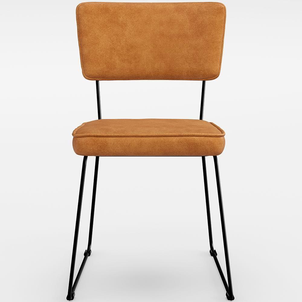 Kit 04 Cadeiras Decorativa Estofada Para Sala Base Em Aço Allana L02 Couríssimo Canela - Lyam Decor - 5