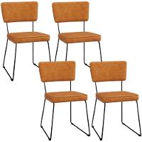 Kit 04 Cadeiras Decorativa Estofada Para Sala Base Em Aço Allana L02 Couríssimo Canela - Lyam Decor - 1