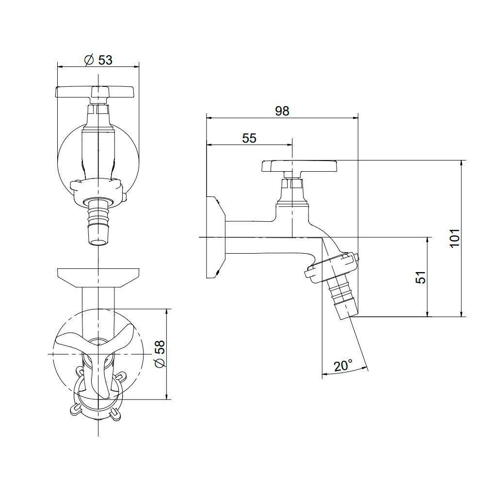Torneira Para Tanque E Jardim Docol Nova Pertutti 903706 De Parede Cromada - 2