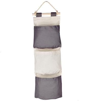 Organizador 3 Bolsos De Lona E Corda Para Pendurar - Tramontina Bege Com Cinza 91751/032