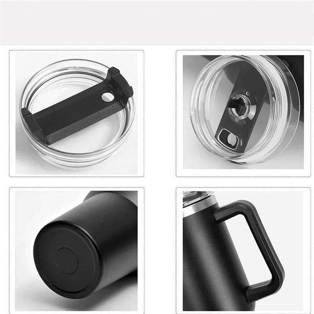 Copo Térmico Grande 1200 Ml Canudo Parede Dupla Cor Bege - 5