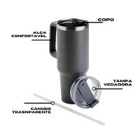 Copo Térmico Grande 1200 Ml Canudo Parede Dupla Cor Bege
