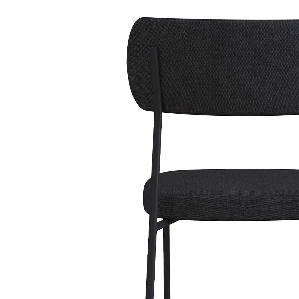 Cadeira Estofada Sala De Jantar F01 Linho Grafite Caramelo - 2