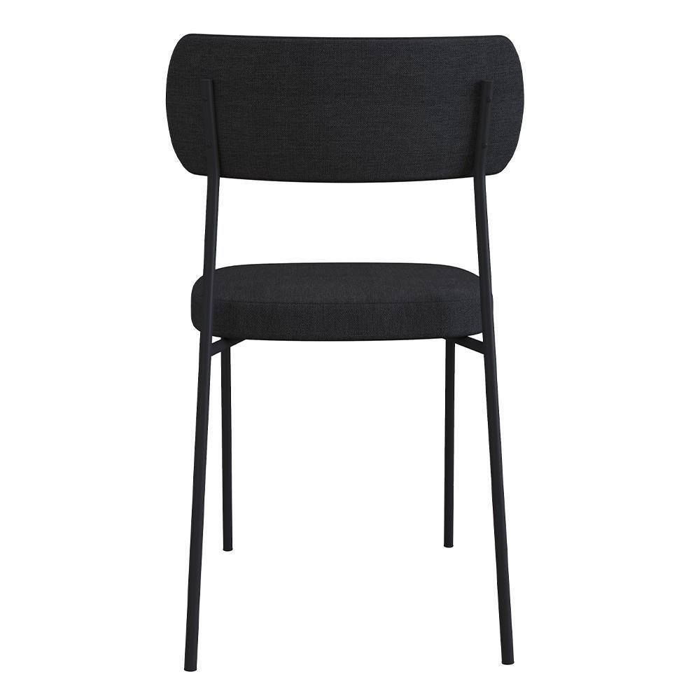 Cadeira Estofada Sala De Jantar F01 Linho Grafite Caramelo - 3