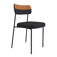 Cadeira Estofada Sala De Jantar F01 Linho Grafite Caramelo - 1