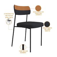 Cadeira Estofada Sala De Jantar F01 Linho Grafite Caramelo - 6