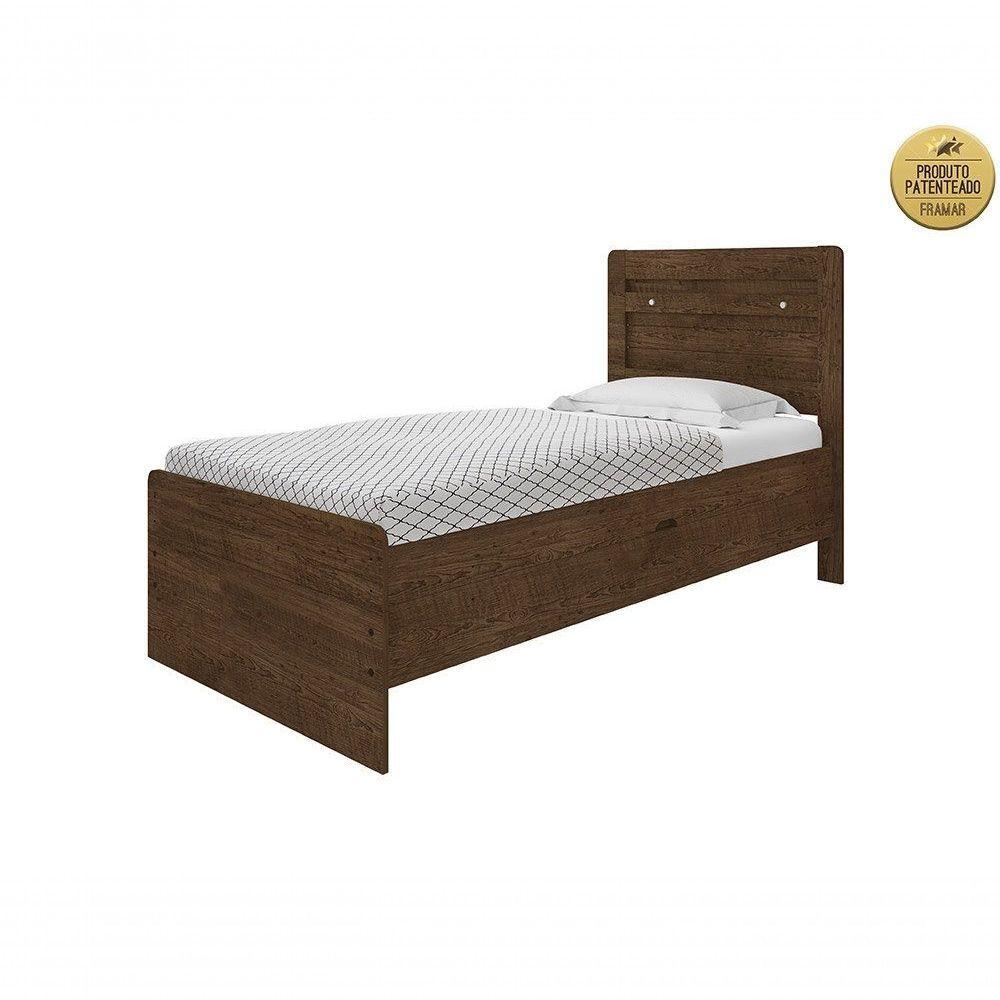 Cama Solteiro Baú Larissa Malbec Com Colchão - 4