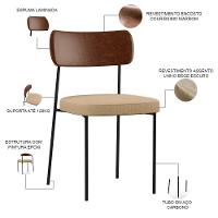 Kit 04 Cadeiras Sala De Jantar L02 Marrom Bege Escuro - 6