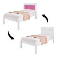 Cama Solteiro Sofisticada Paola Branca E Rosa Com Colchão - 4