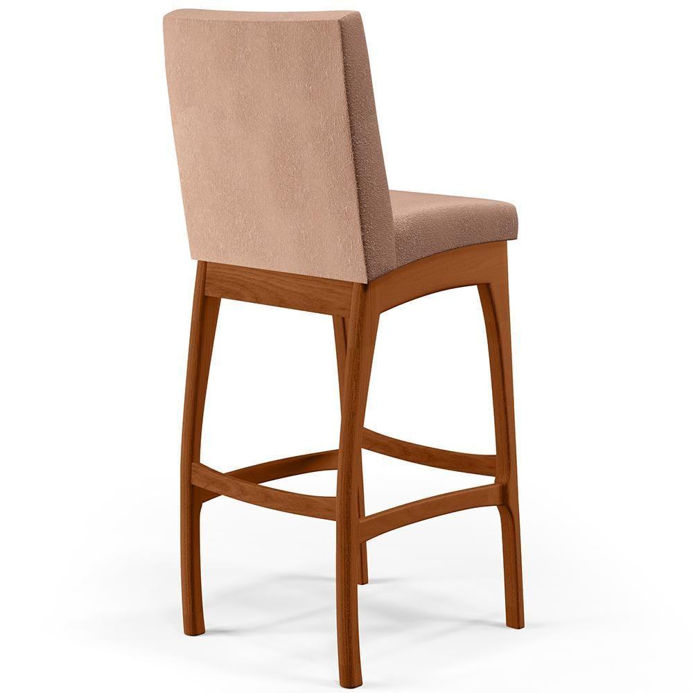 Banqueta Alta Cozinha De Jantar Fixa Mila B04 Linho Rosê - 2