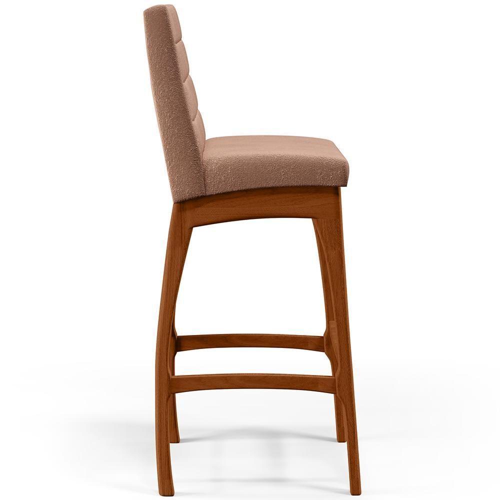 Banqueta Alta Cozinha De Jantar Fixa Mila B04 Linho Rosê - 4